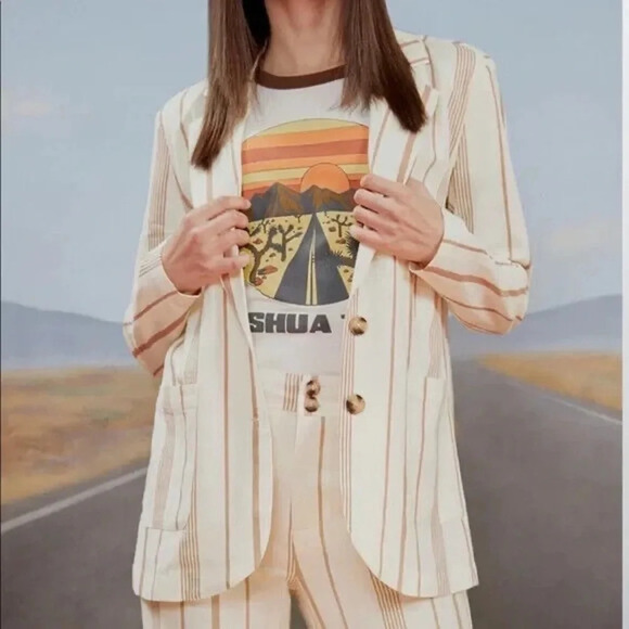 ModCloth New Opportunity Linen-Blend Blazer Jacket Stripes Plus Size 4X NWT - Picture 1 of 10